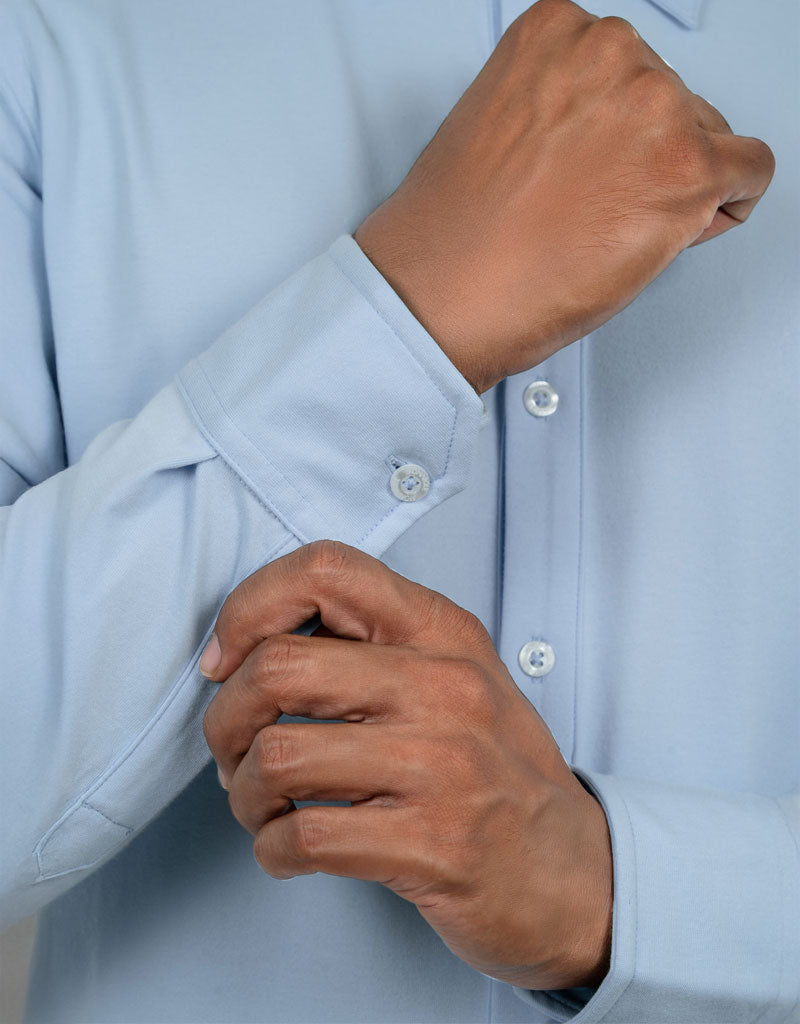 CHEMISE HYBRIDE COTON PIMA MONARQUE - Bleu clair