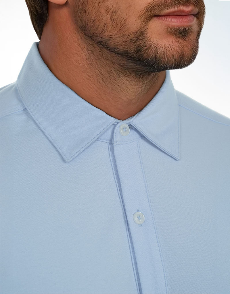 CHEMISE HYBRIDE COTON PIMA MONARQUE - Bleu clair