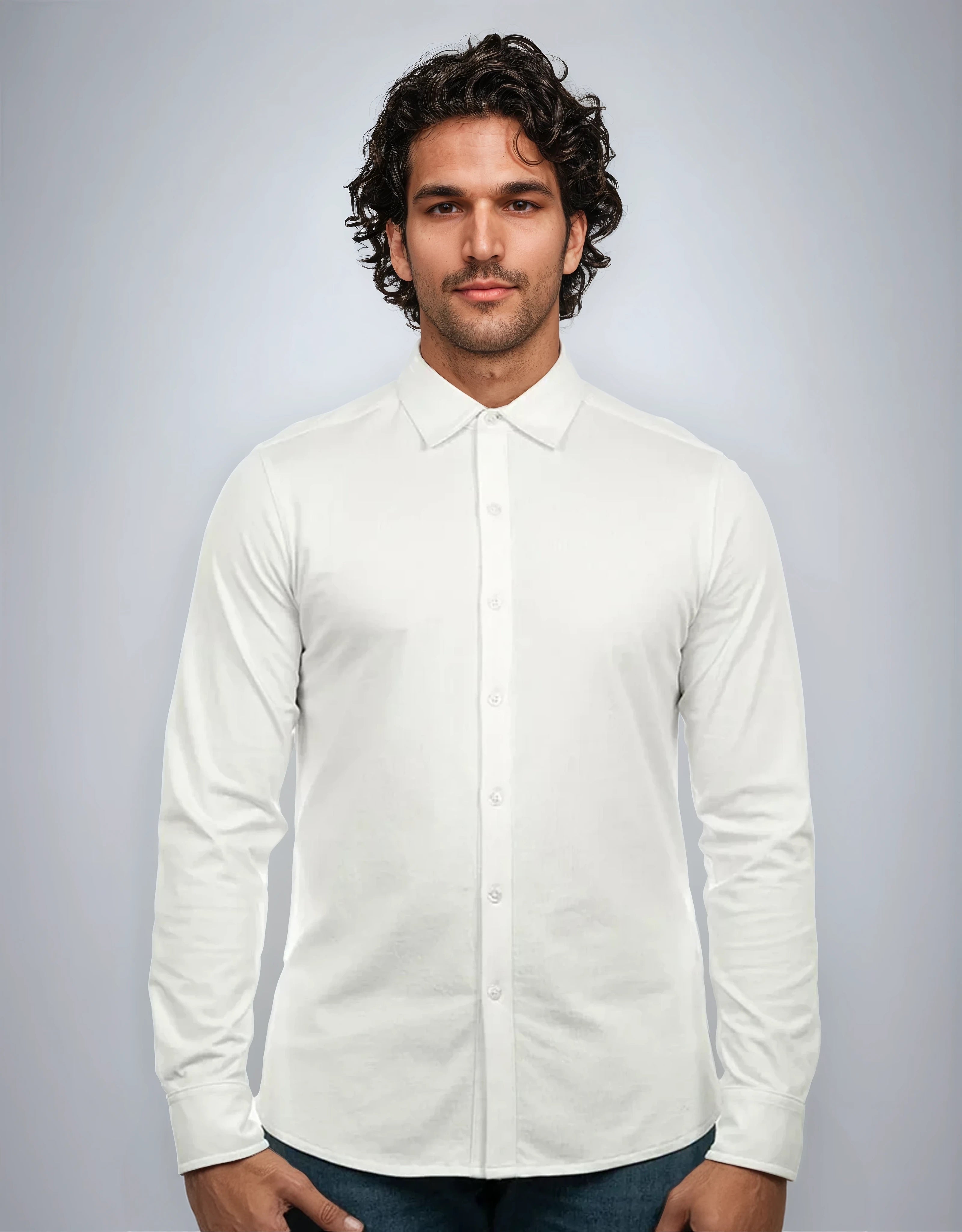 CHEMISE HYBRIDE COTON PIMA MONARQUE - Blanc