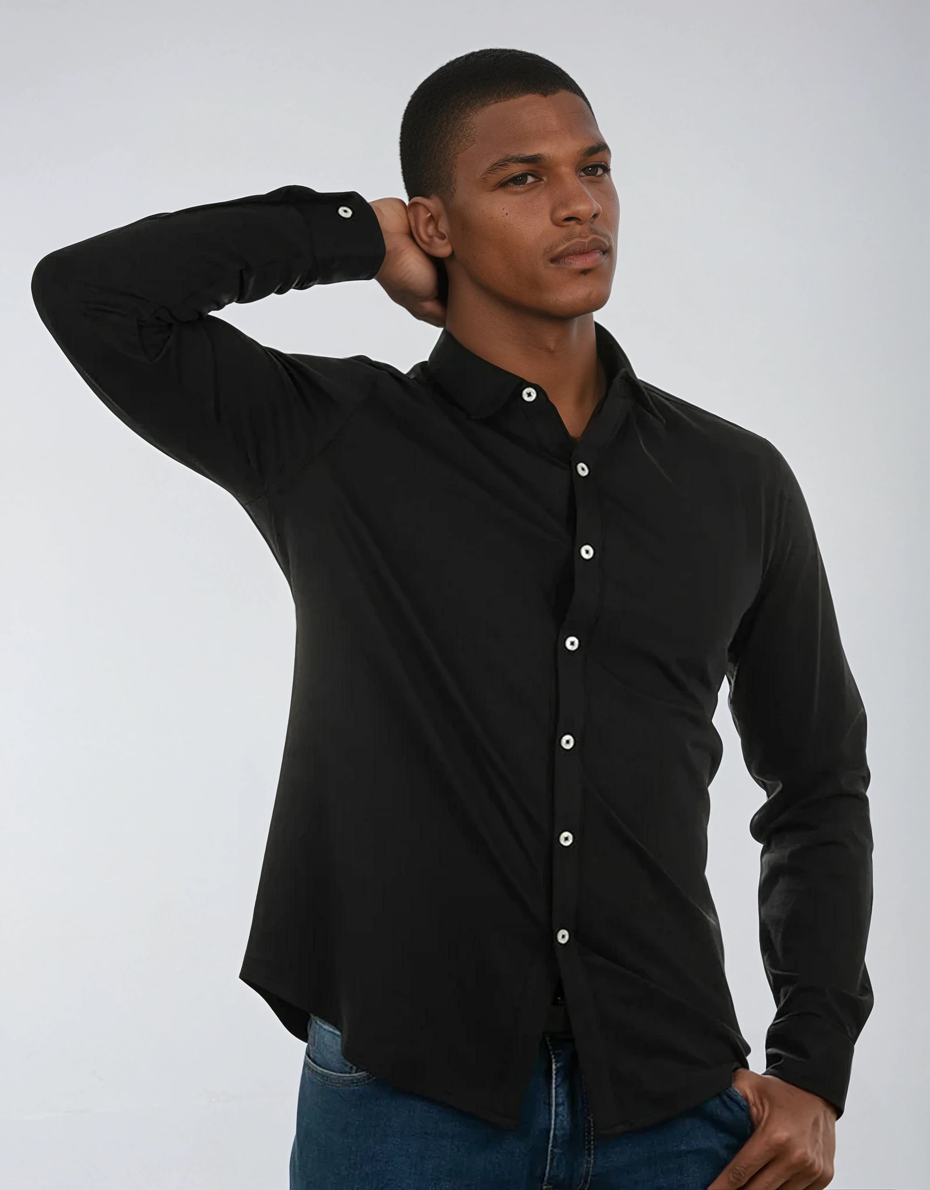 CHEMISE HYBRIDE COTON PIMA MONARQUE - Noir